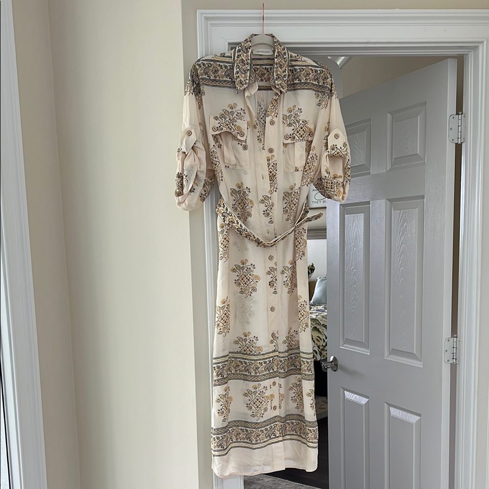 Zimmermann Cream and Brown Floral Dress